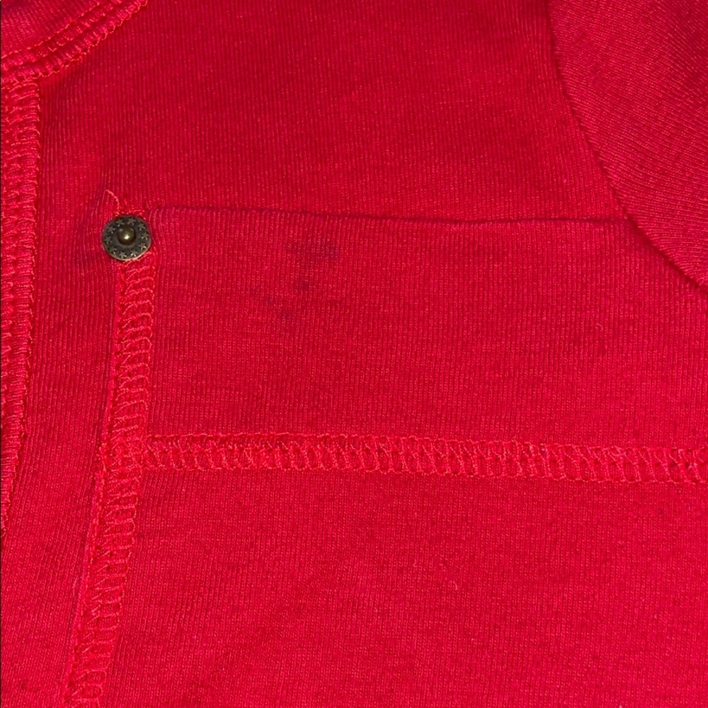 Red Deep V Long Sleeve Tee - Picture 6 of 6